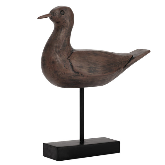 Shore Bird 10.5 Inch Tall Resin Decor Sculpture On Stand - Brown