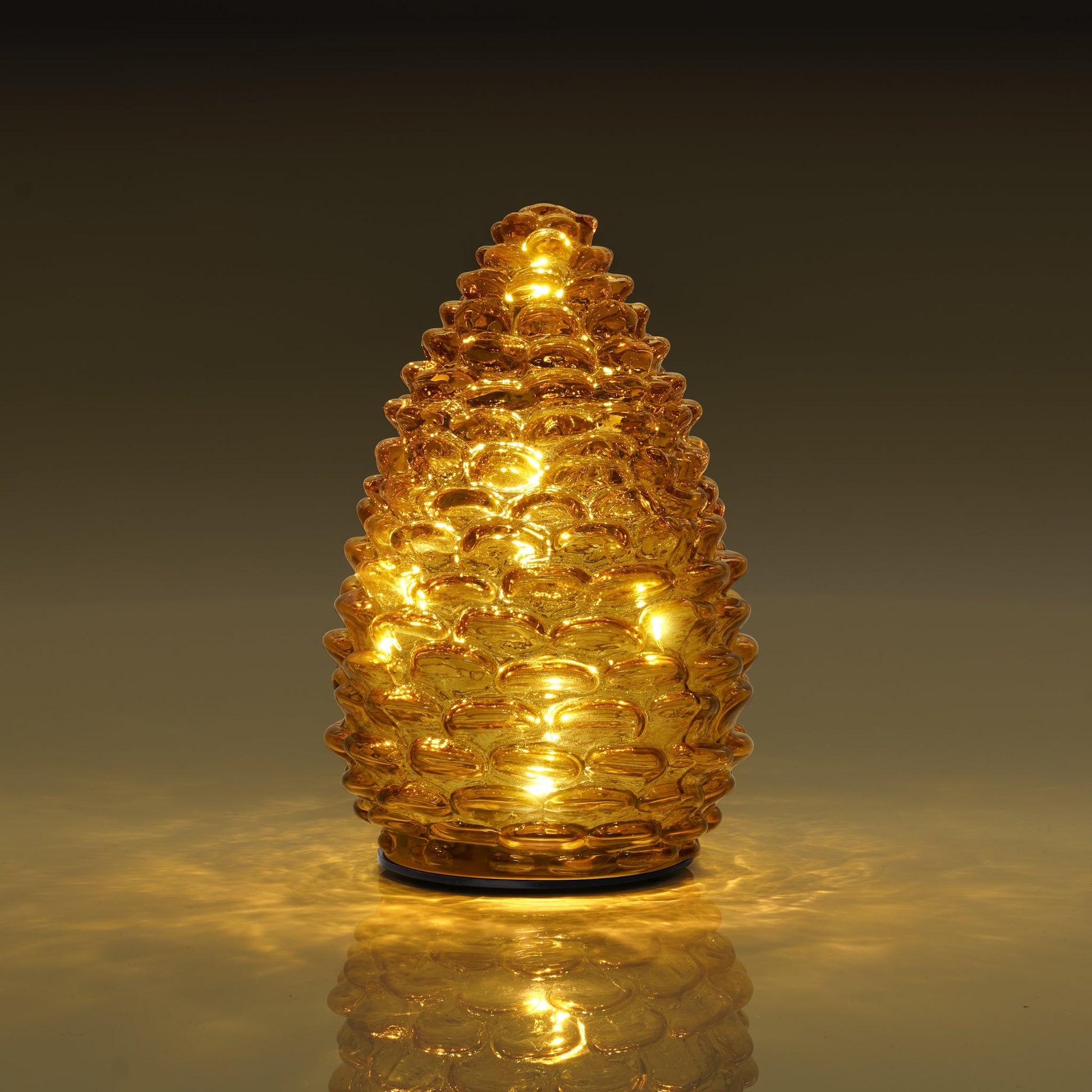 Pinecone Glass LED Decor Light - 6 inch Tall - Amber
