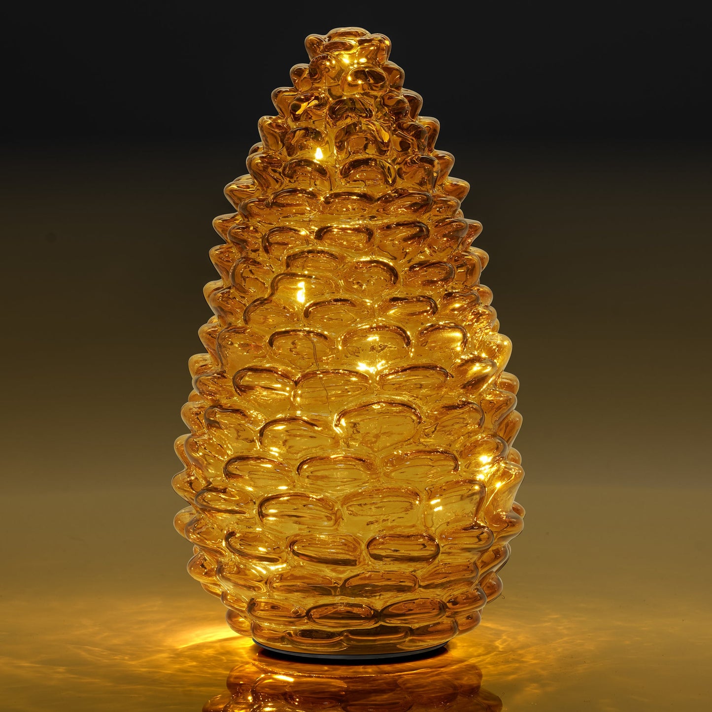 Pinecone Glass LED Decor Light - 9 inch Tall - Amber