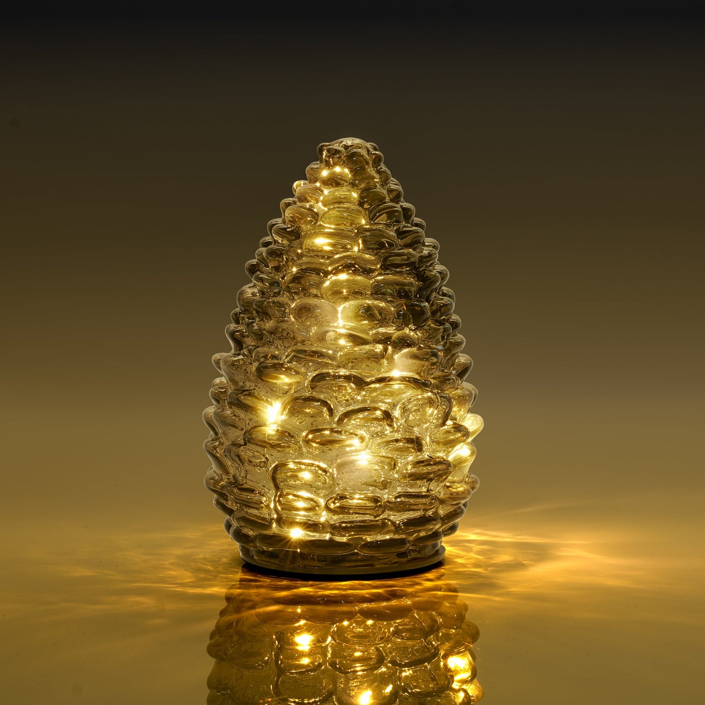 Pinecone Glass LED Decor Light - 6 inch Tall - Smoke