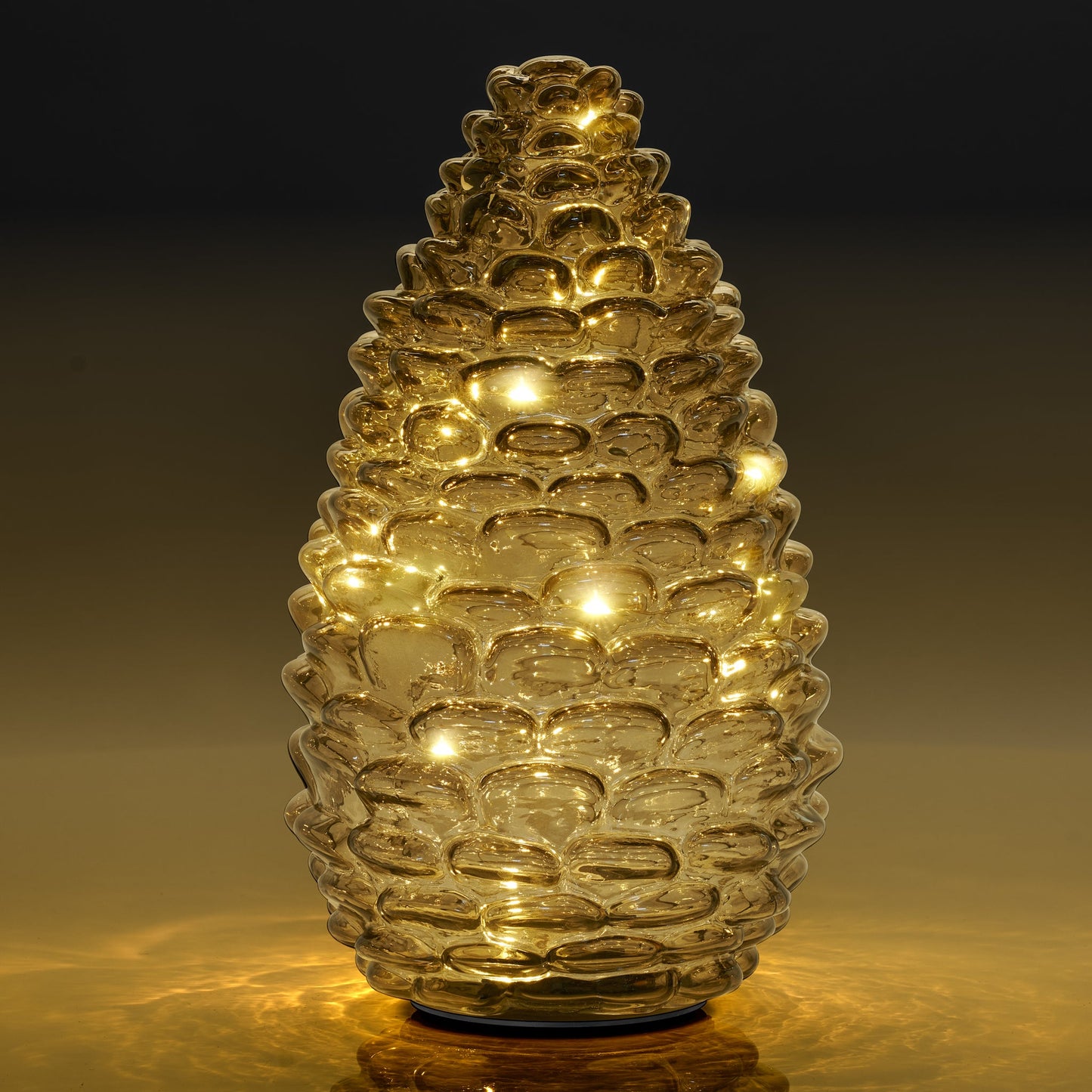 Pinecone Glass LED Decor Light - 9 inch Tall - Smoke