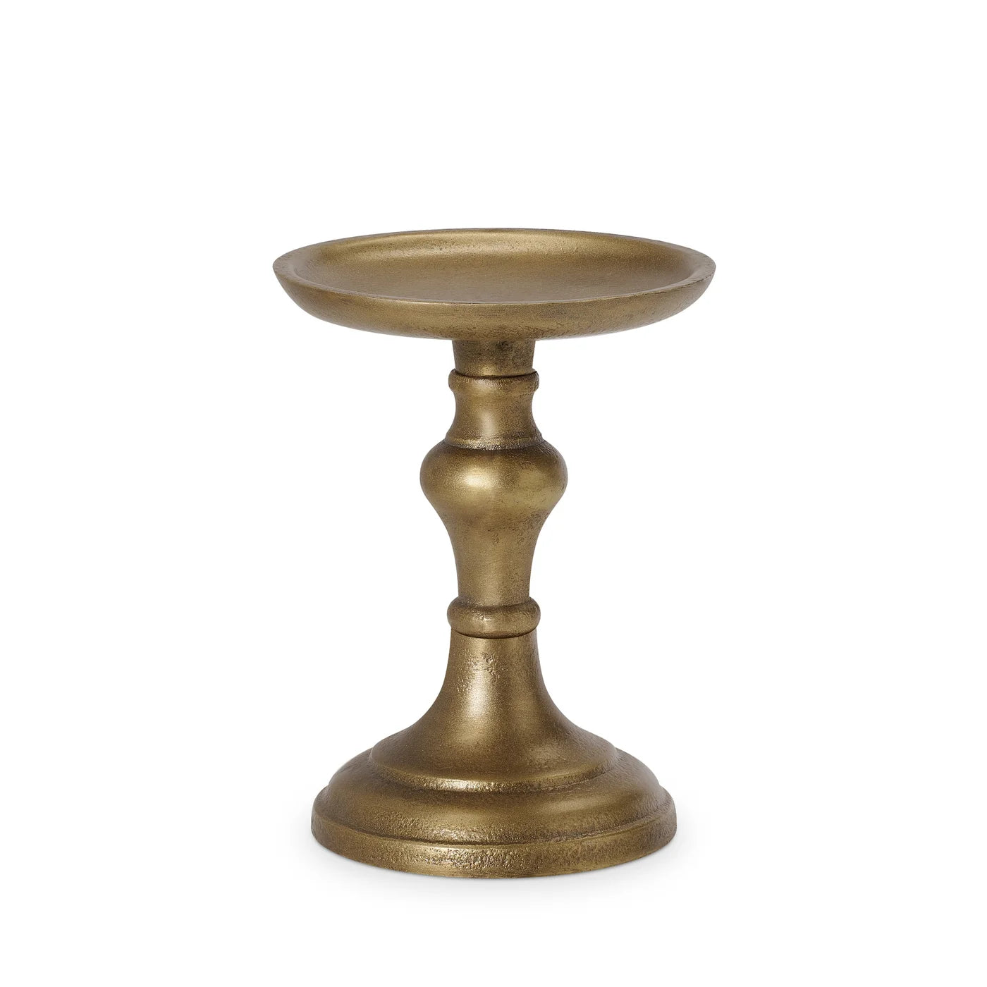 Chapel Antique Brass Nickel Plated Aluminum Pillar Candle Holder