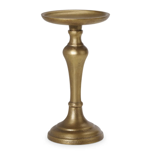 Chapel Antique Brass Nickel Plated Aluminum Pillar Candle Holder