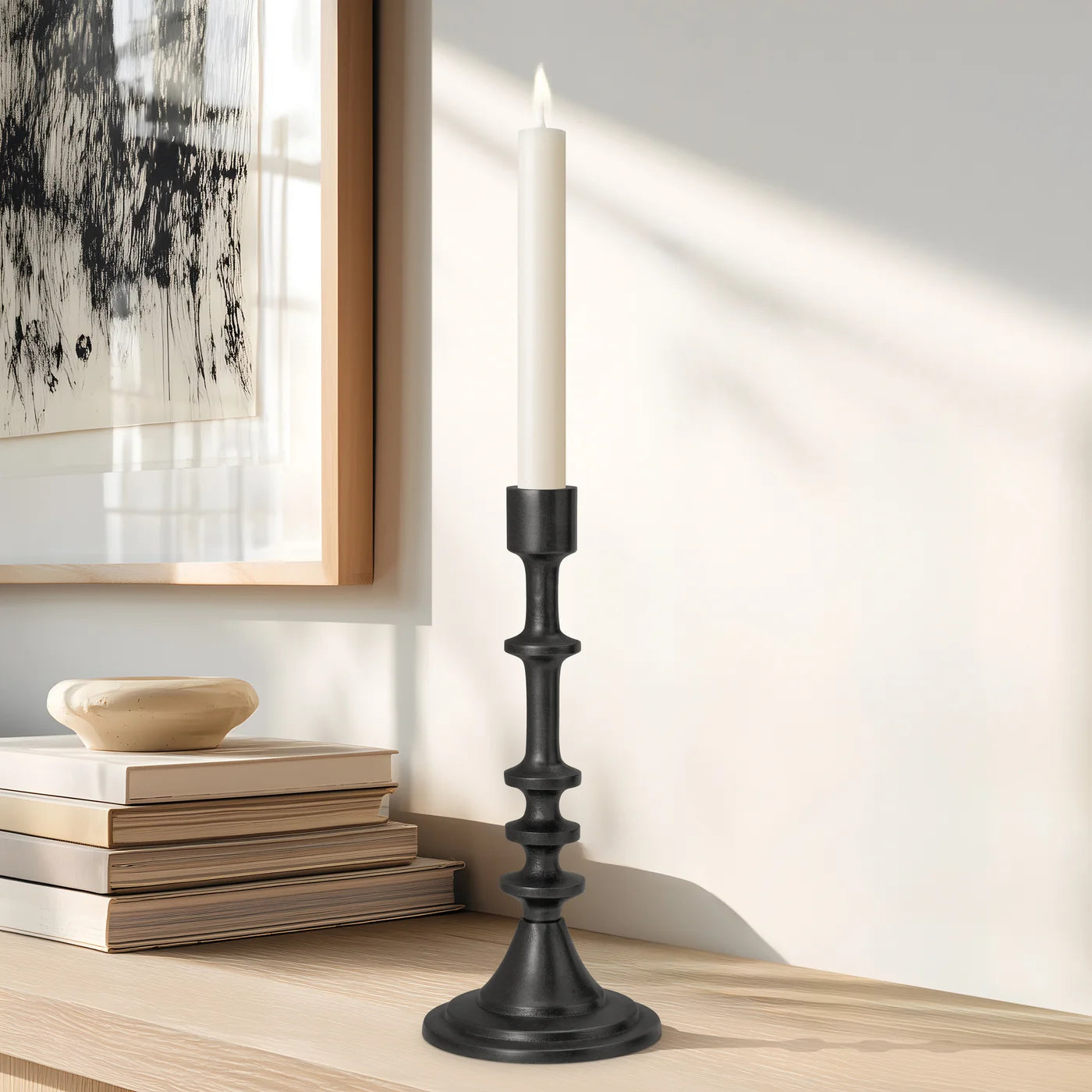 Chapel Antique Black Aluminum Taper Candle Holder