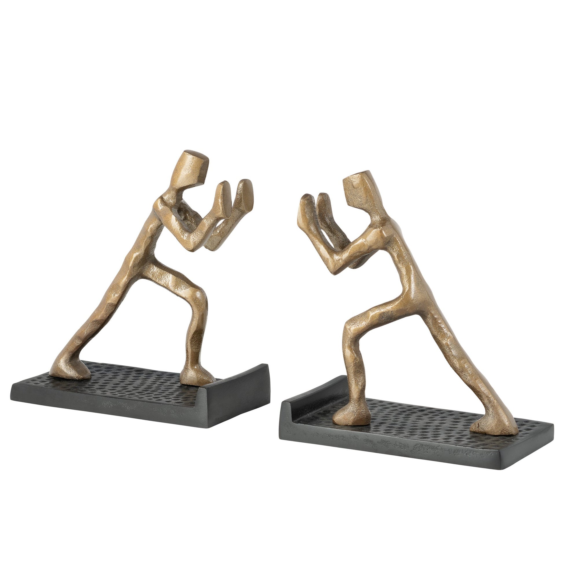 Pushing Forward Figures 7 Inch Tall Aluminum 2 Piece Bookend Set