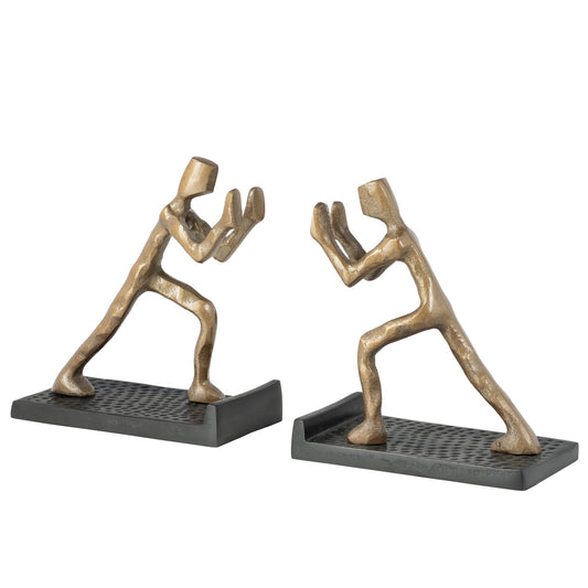 Pushing Forward Figures 7 Inch Tall Aluminum 2 Piece Bookend Set