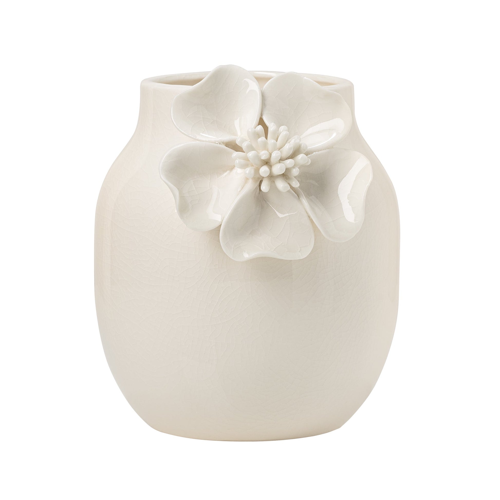 Elise Crackle Finish 3D Flower Ceramic Vase - 6 Inch Tall