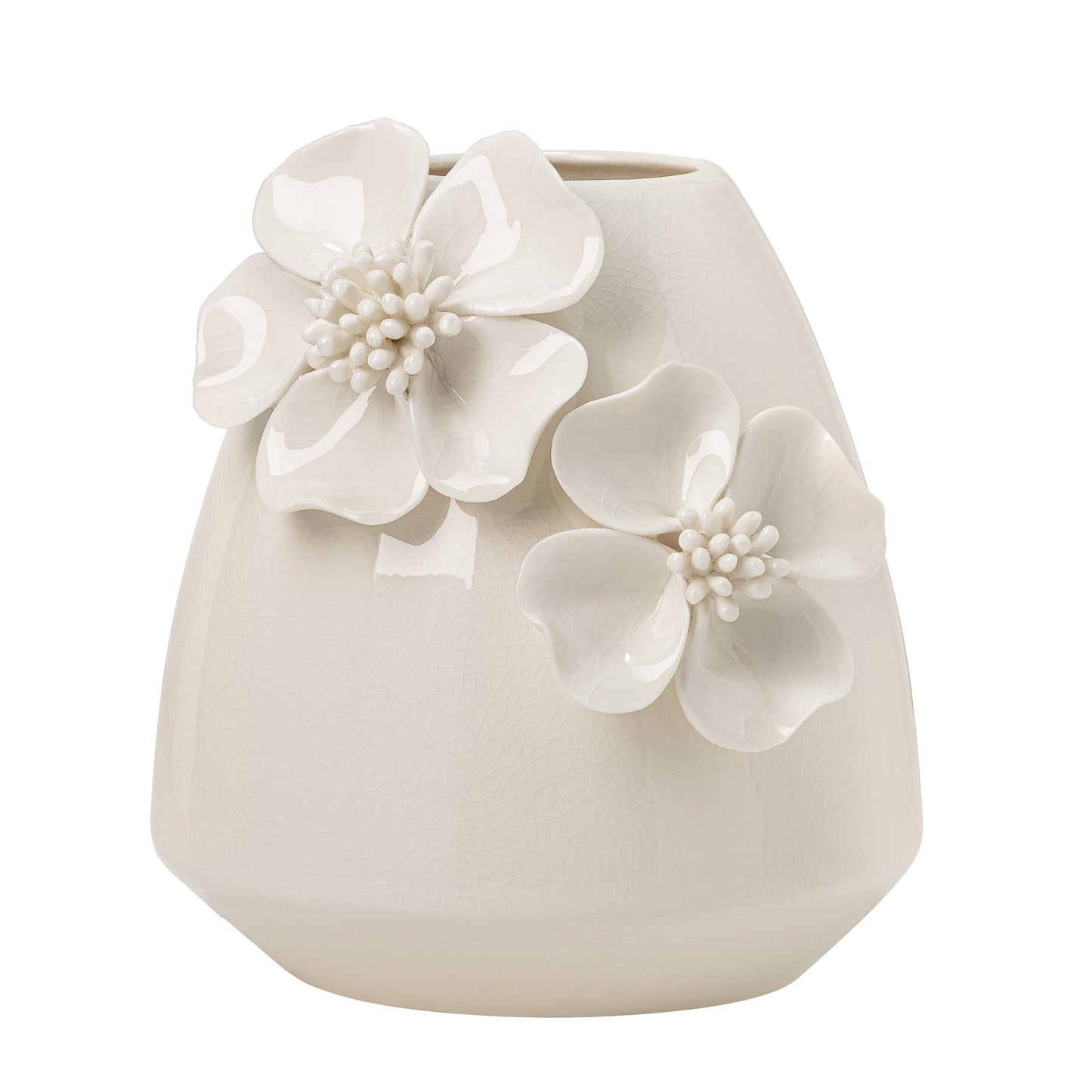 Elise Crackle Finish 3D Flower Ceramic Vase - 7 Inch Tall