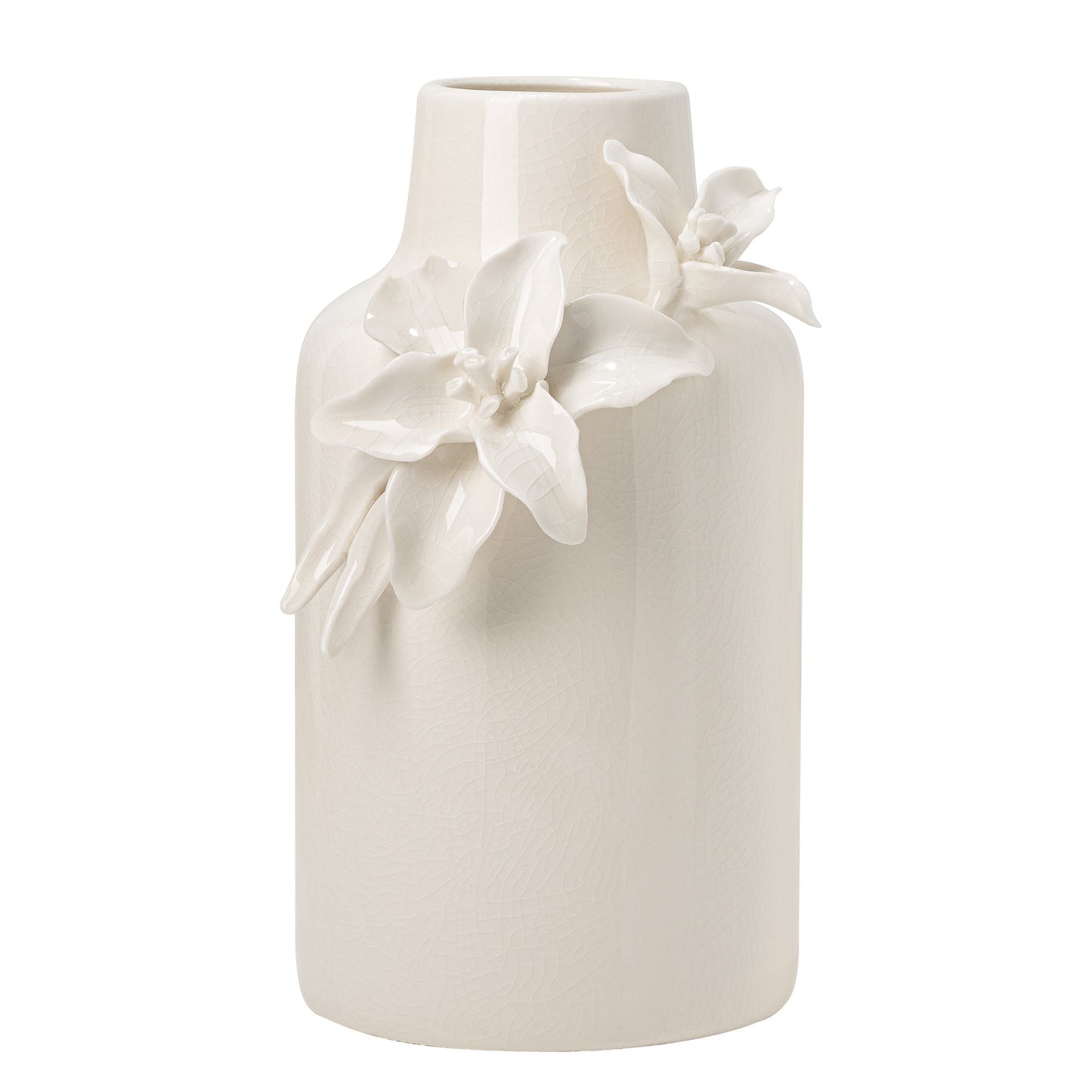 Elise Crackle Finish 3D Flower Ceramic Vase - 9 Inch Tall