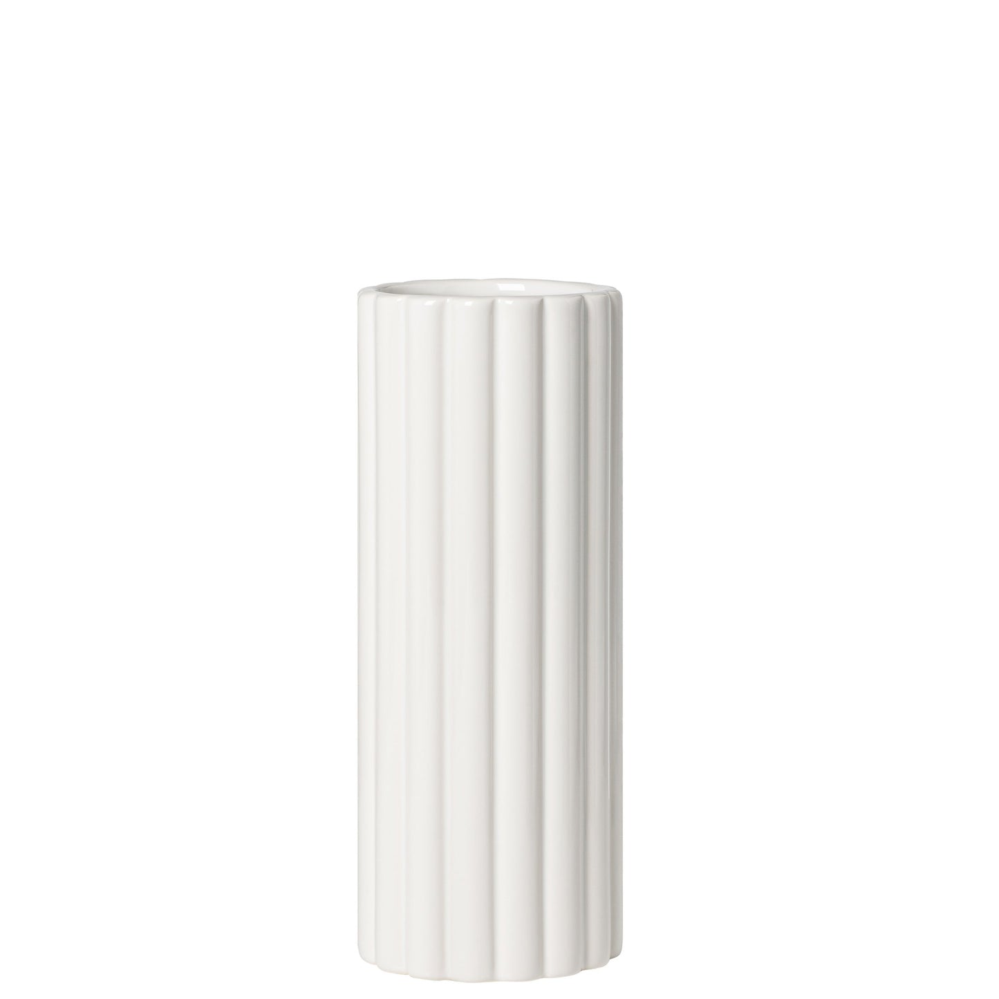Linear Column Ceramic Cylinder Vase - 9.75 Inch Tall