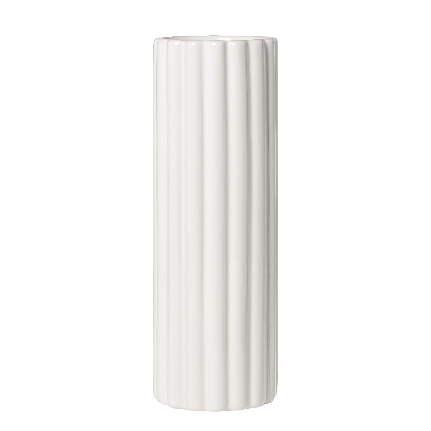 Linear Column Ceramic Cylinder Vase - 11.75 Inch Tall