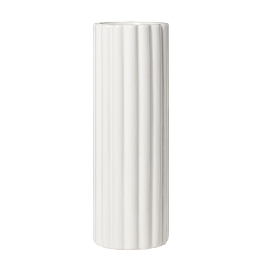 Linear Column Ceramic Cylinder Vase - 11.75 Inch Tall