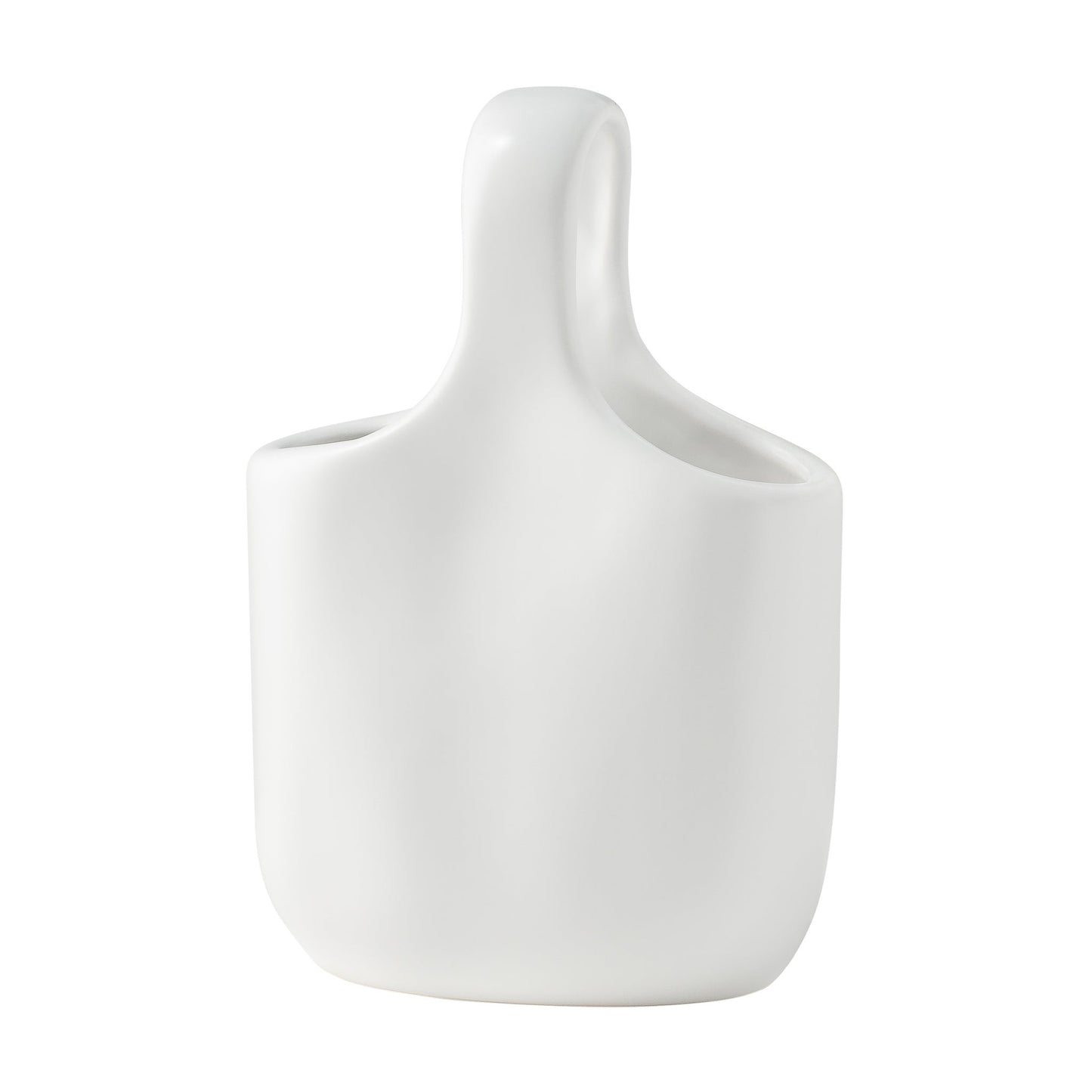 Loop Handle 8 Inch Tall Ceramic Vase - Matte White