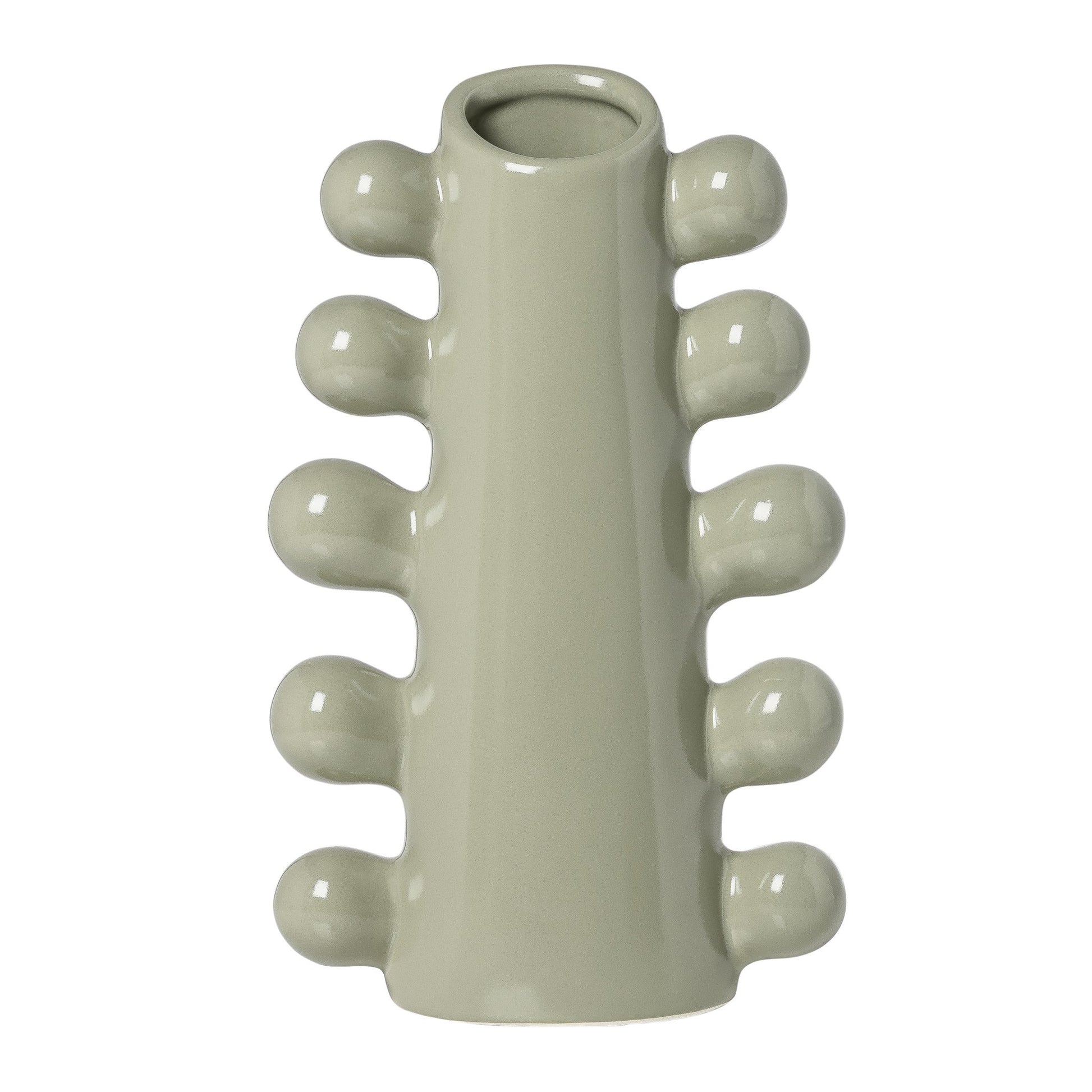 Modern Tree 9.75 Inch Tall Ceramic Vase - Matte Green