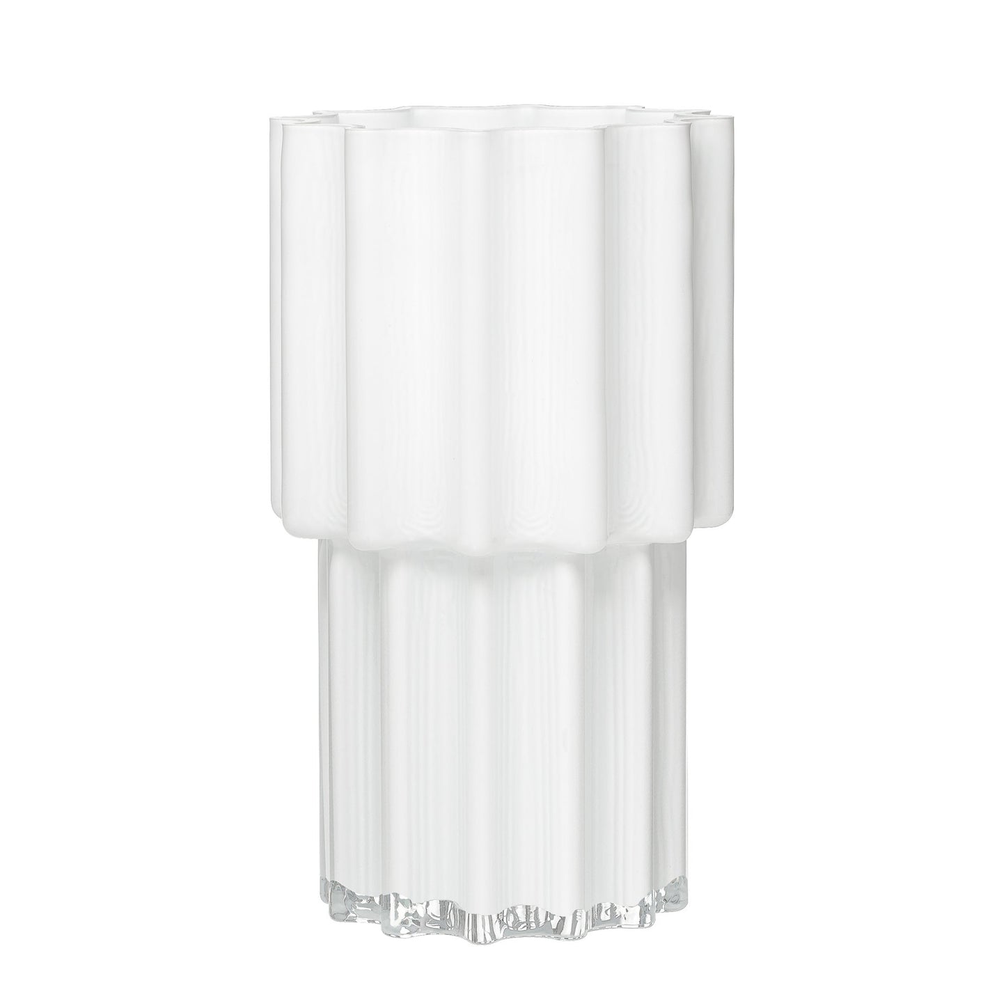 Amille 8 Inch Opaque Fluted Glass Pedestal Vase - White