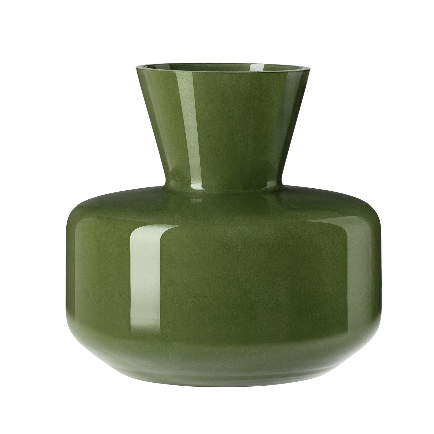 Haro 8 Inch Tall Opaque Glass Flask Vase - Green