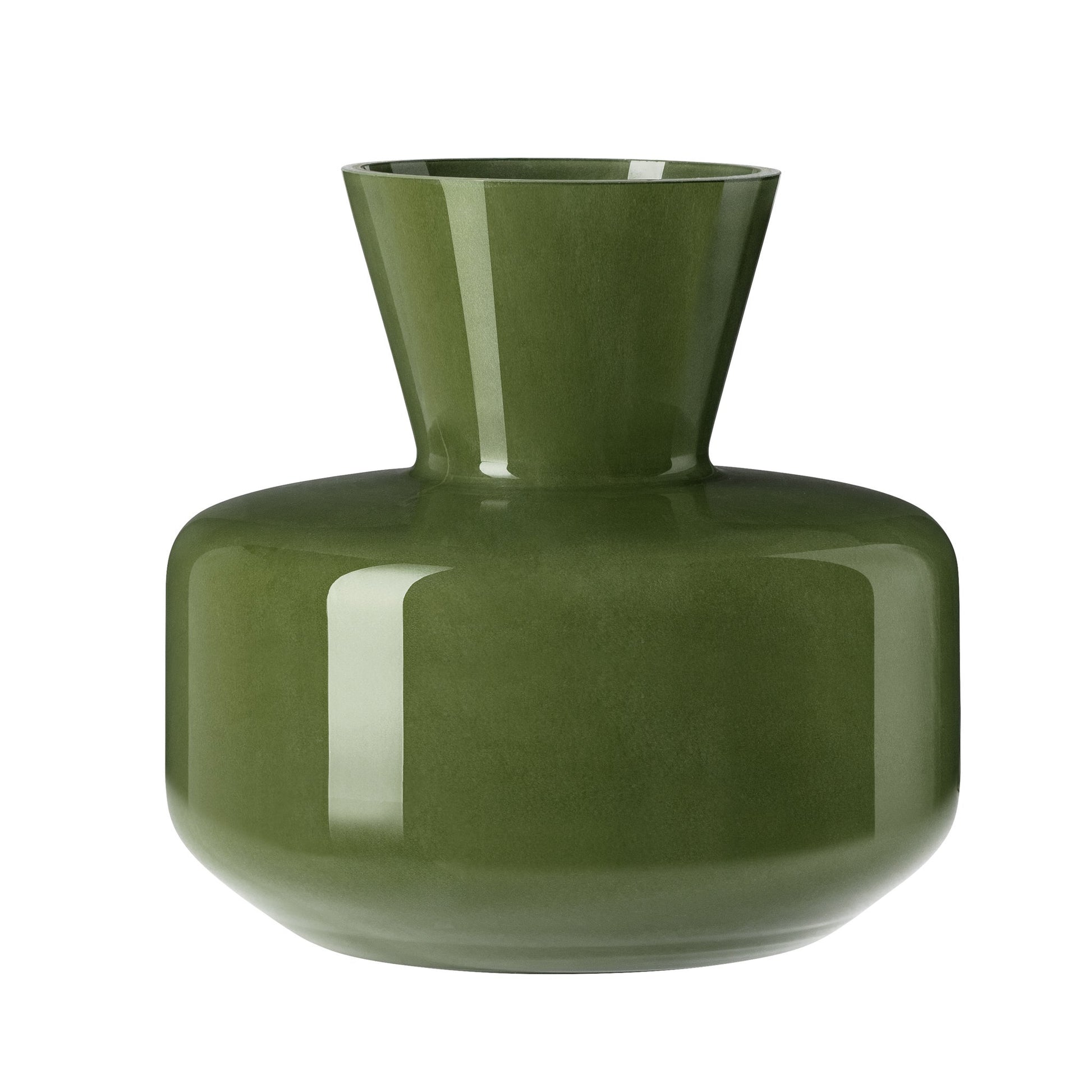 Haro 8 Inch Tall Opaque Glass Flask Vase - Green