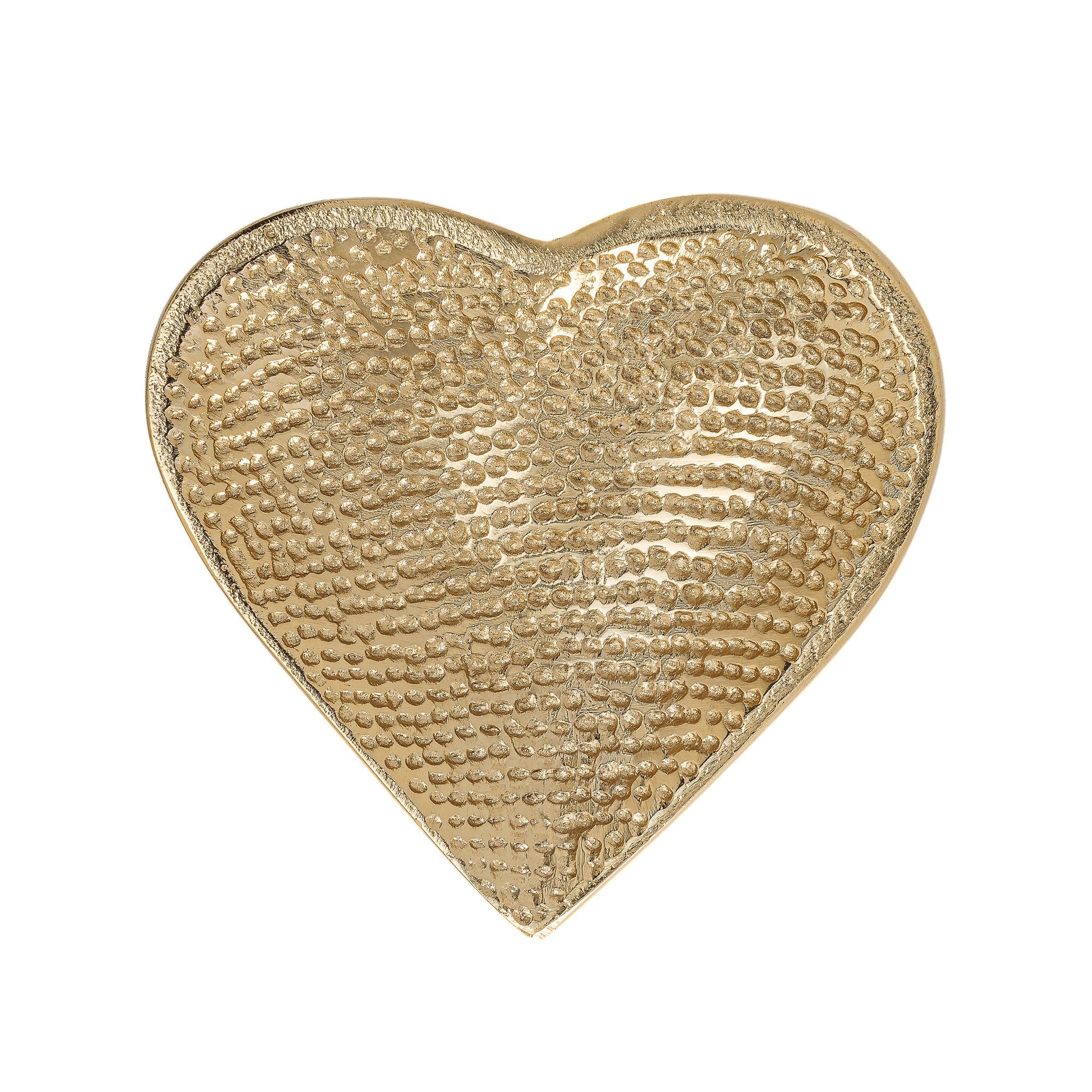 Embossed Heart 4 Inch Aluminum Decor Dish - Gold