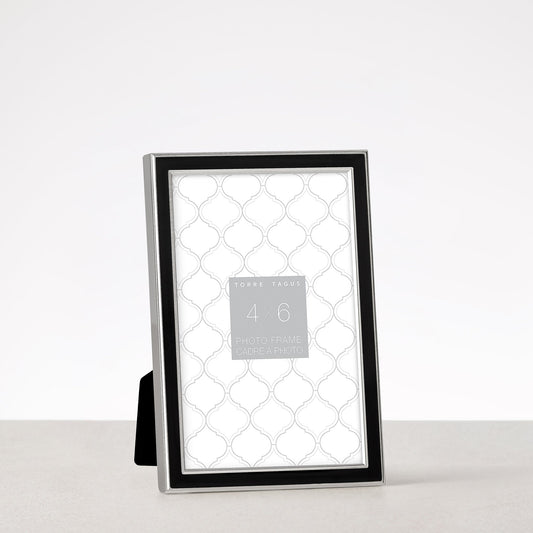 Linea Silver Trim Black Enamel Photo Frame - 4X6