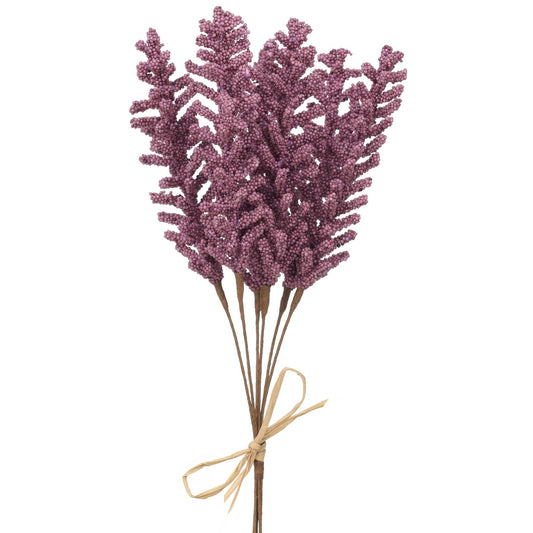 Salvia 12 Inch Faux Floral 6 Stem Bouquet - Purple