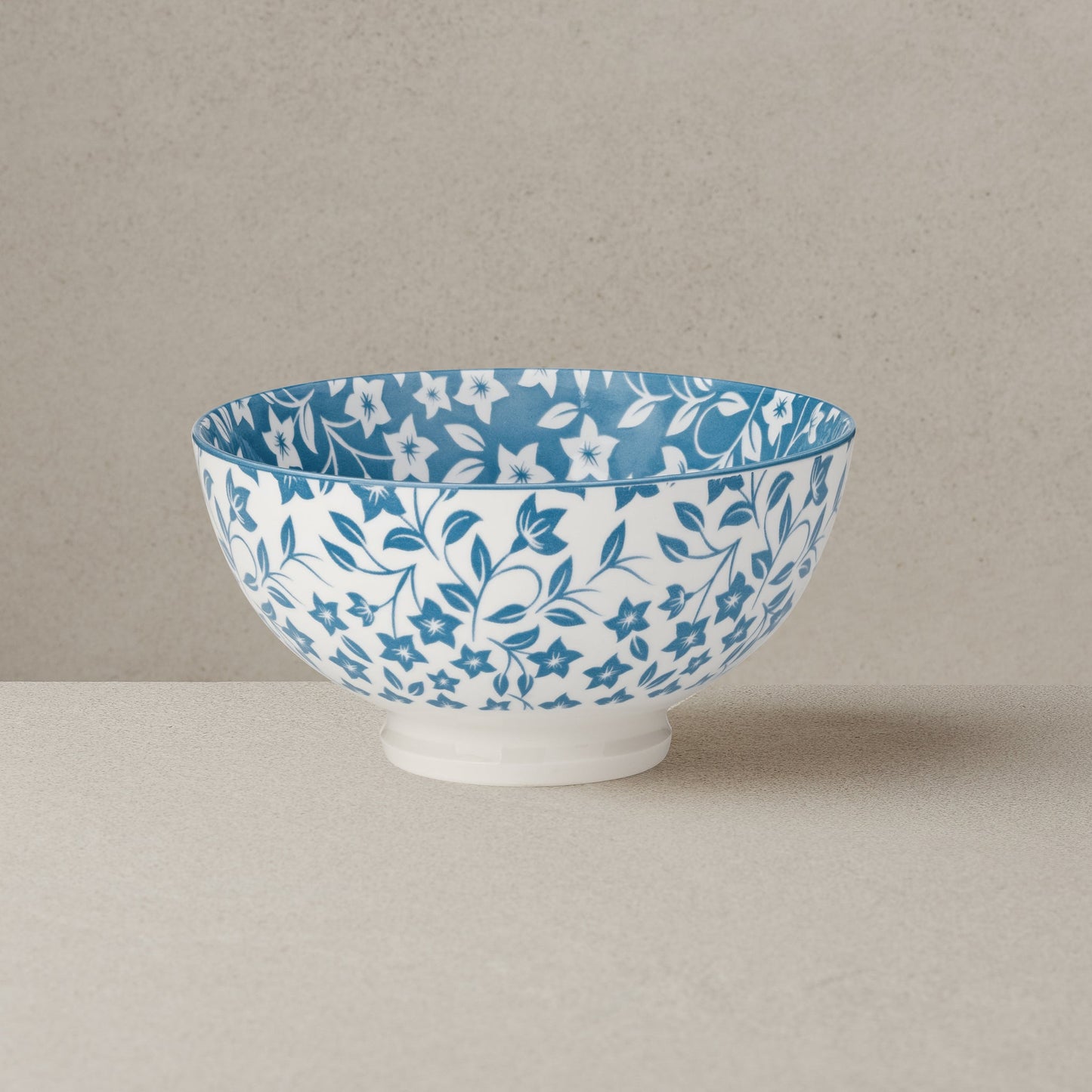Kiri Porcelain 22 oz. 6 Inch Diameter Bowl - Blue Vine Flower