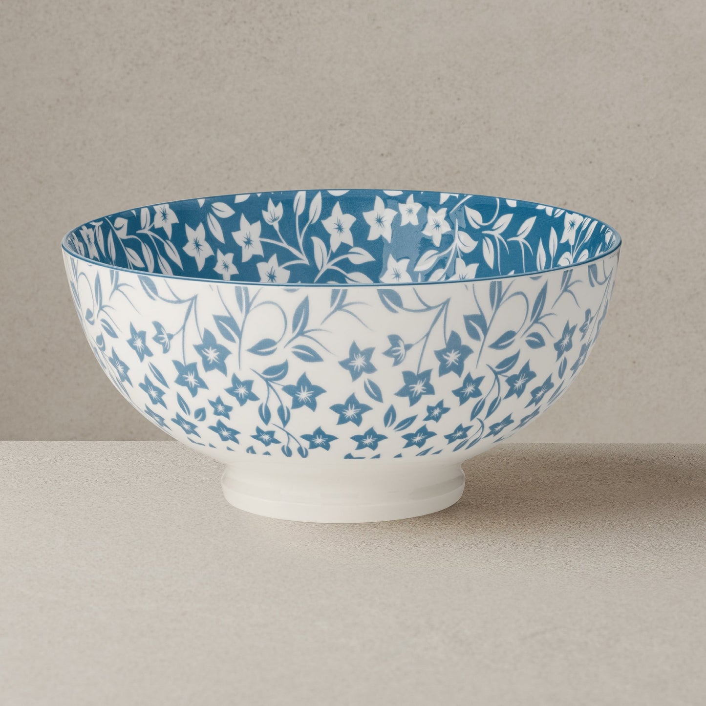 Kiri Porcelain 56 oz 8 Inch Dimeter Bowl - Blue Vine Flower