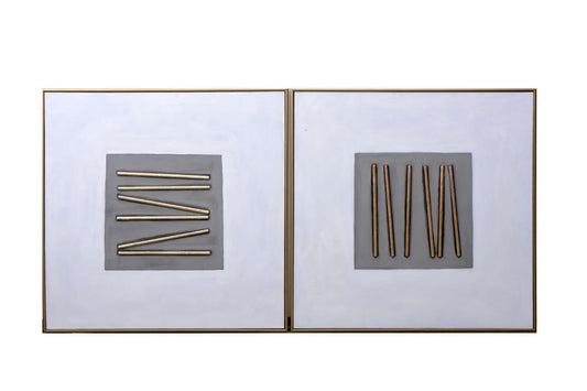 Pick Up Sticks (Set Of 2) - 48" X 48" - Gold Floater Frame
