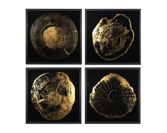Time Lines (Set Of 4) - 30" X 30" - Charcoal Frame