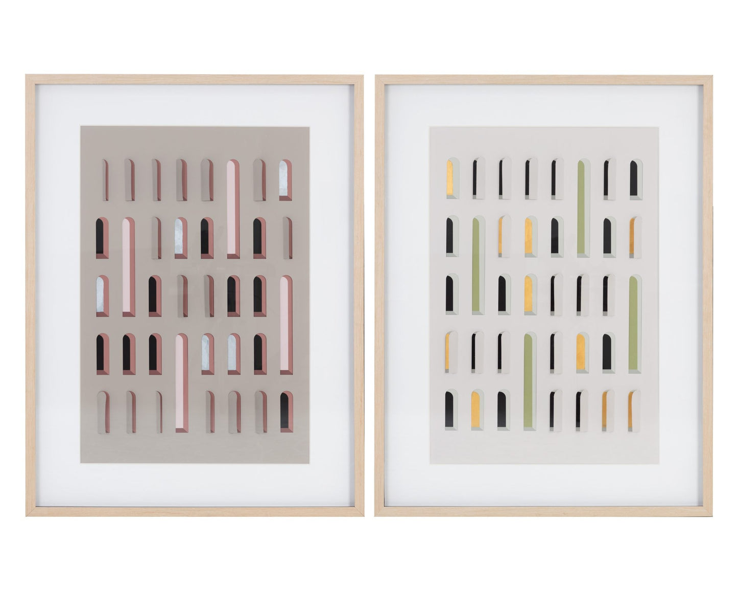 Door To Door (Set Of 2) - 36" X 49" - Natural Frame