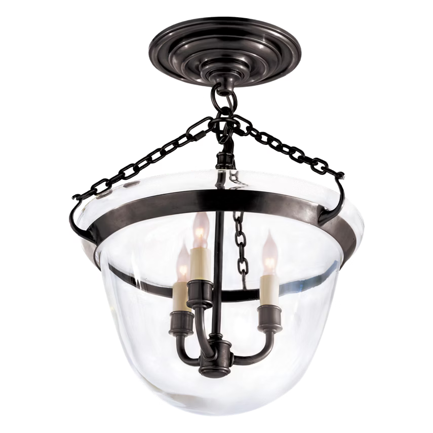 Country Semi-Flush Bell Jar Lantern